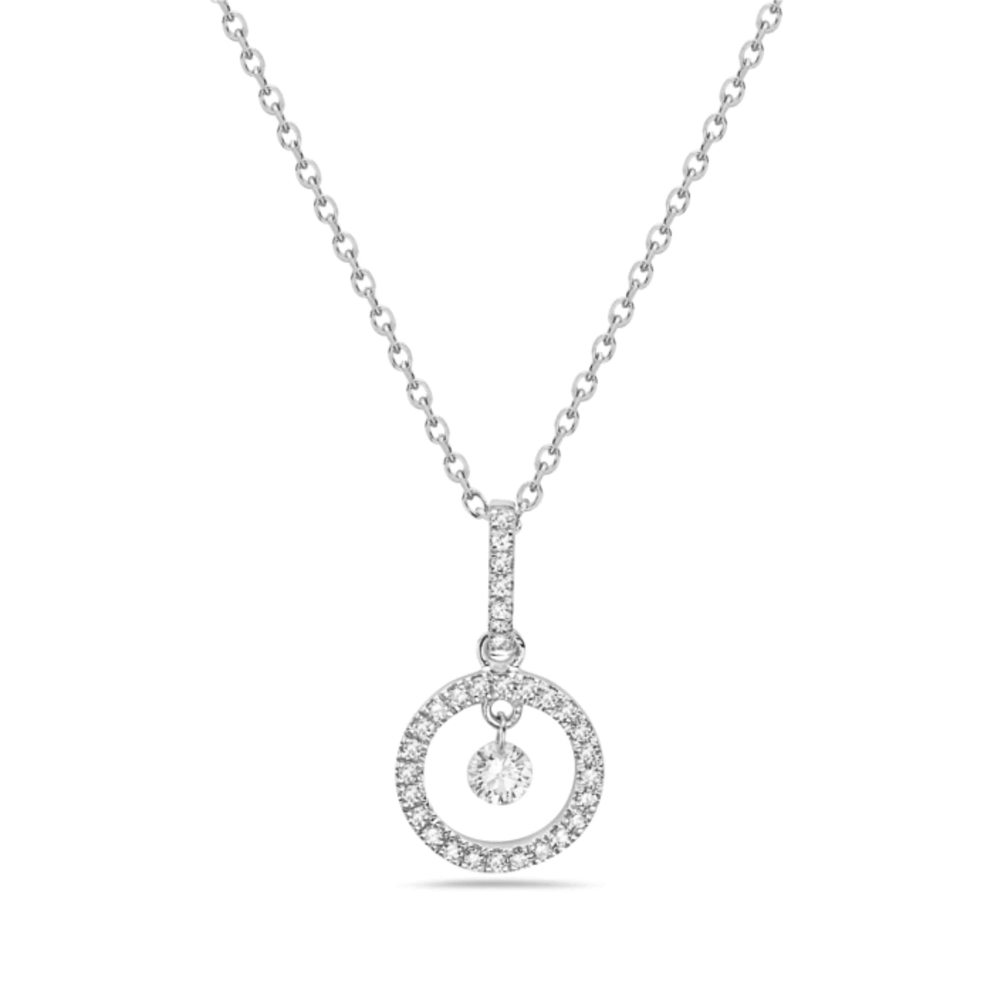 14K Diamond Circle Dangle Necklace