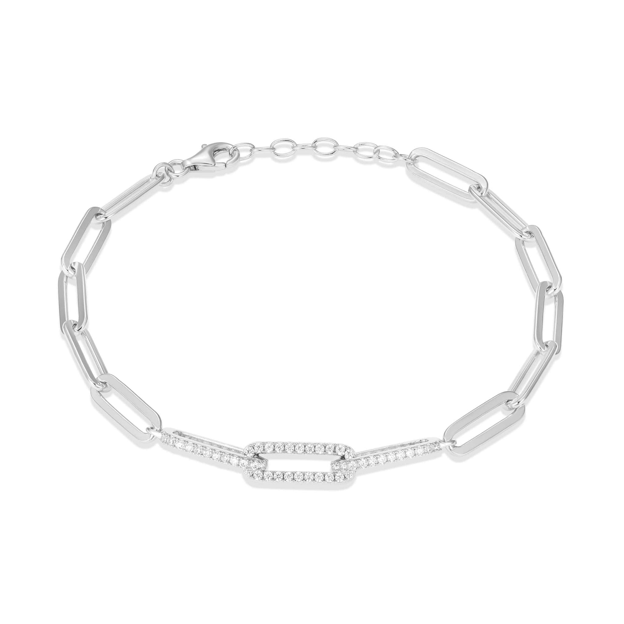 CZ Paperclip Link Silver Bracelet at Arman's Jewellers Kitchener