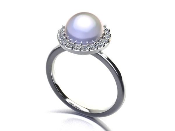 Custom White Gold Diamond Pearl Ring at Arman's Jewellers Kitchener-Waterloo