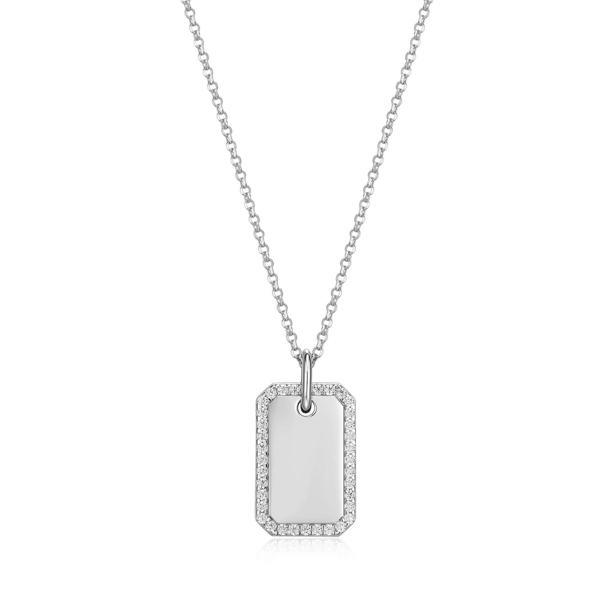 Diamondlite Dog Tag Silver Necklace at Arman's Jewellers
