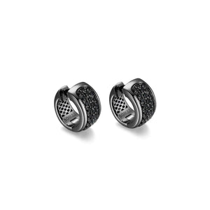 ETHOS "Black Ice" Silver Huggie Earrings at Arman's Jewellers Kitchener