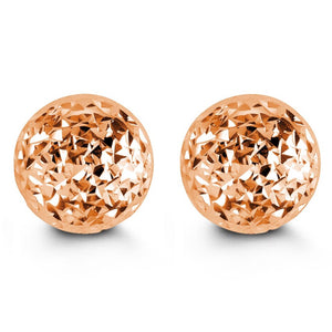 10mm 10K Rose Gold Diamond-cut Ball Stud Earrings at Arman's Jewellers