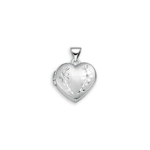 10K White Gold Floral-Pattern Heart Locket at Arman's Jewellers