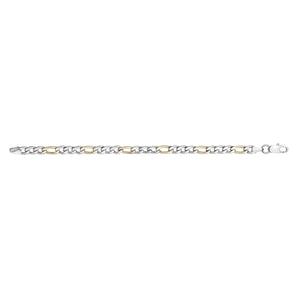 7mm Two-Tone Steel Figaro Link Bracelet