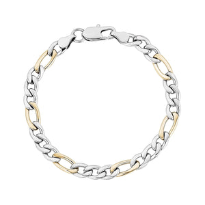 7mm Two-Tone Steel Figaro Link Bracelet at Arman's Jewellers