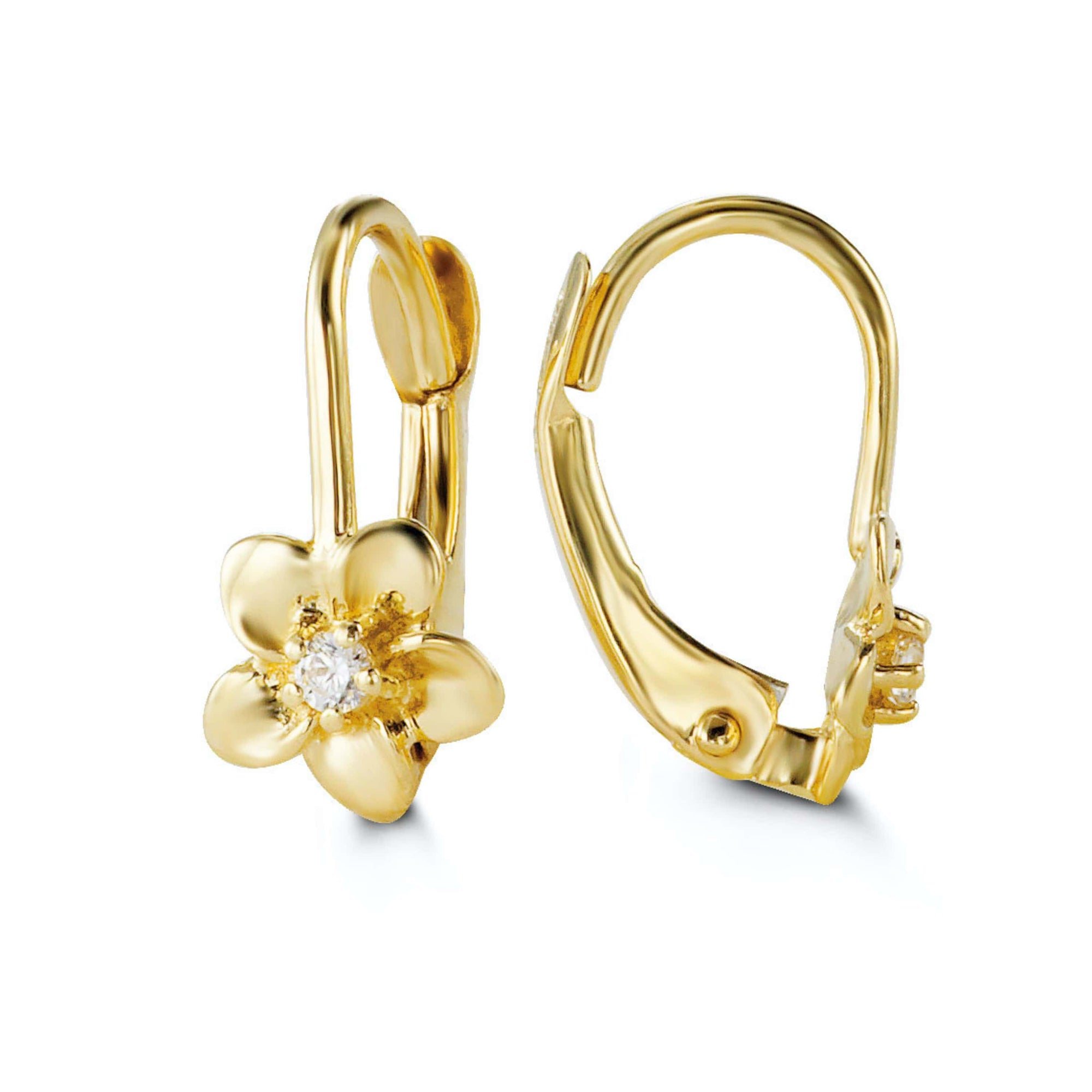 Bella Baby 10K Gold Flower Leverback Earrings at Armans Jewellers Kitchener