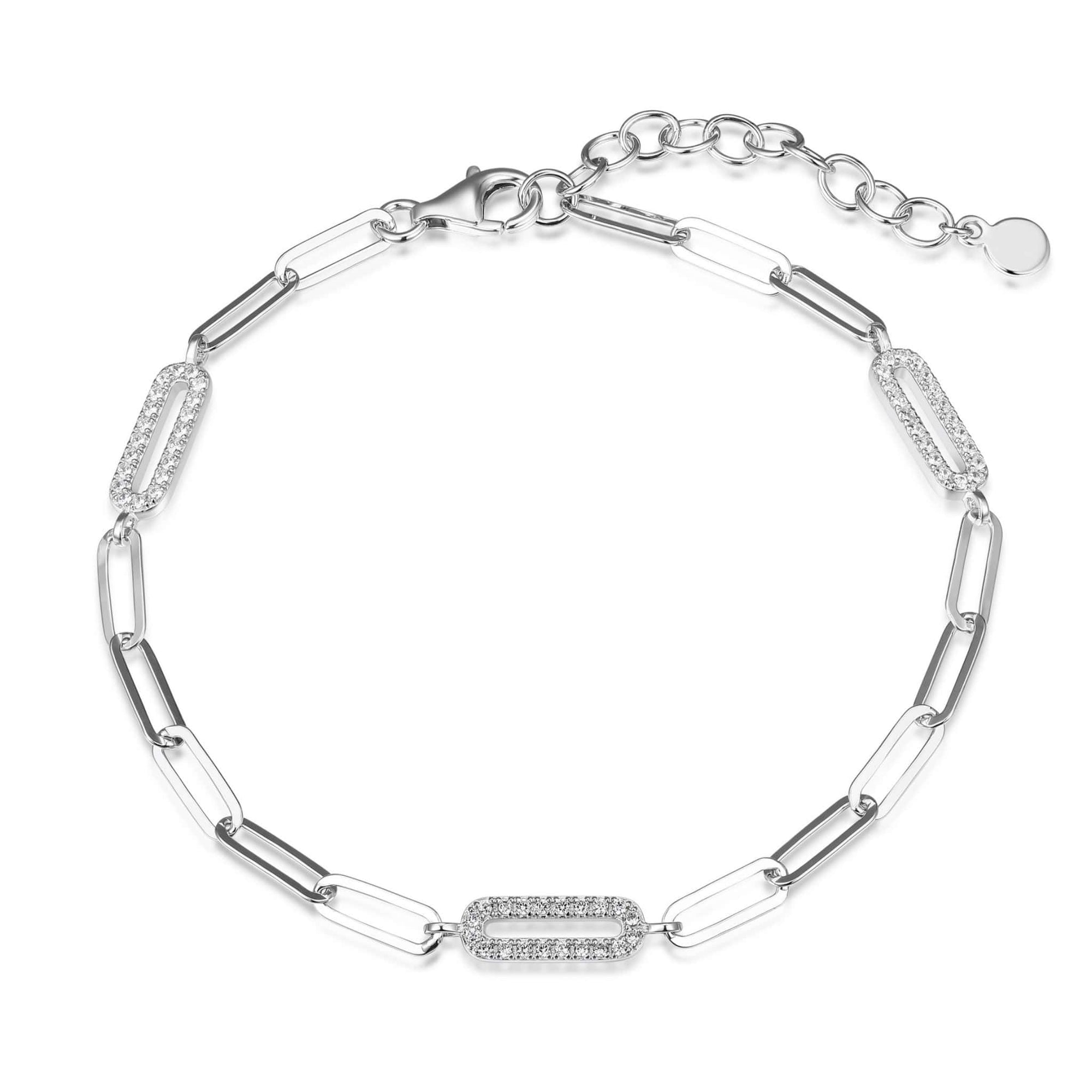 Diamondlite CZ Paperclip Link Silver Bracelet at Arman's Jewellers