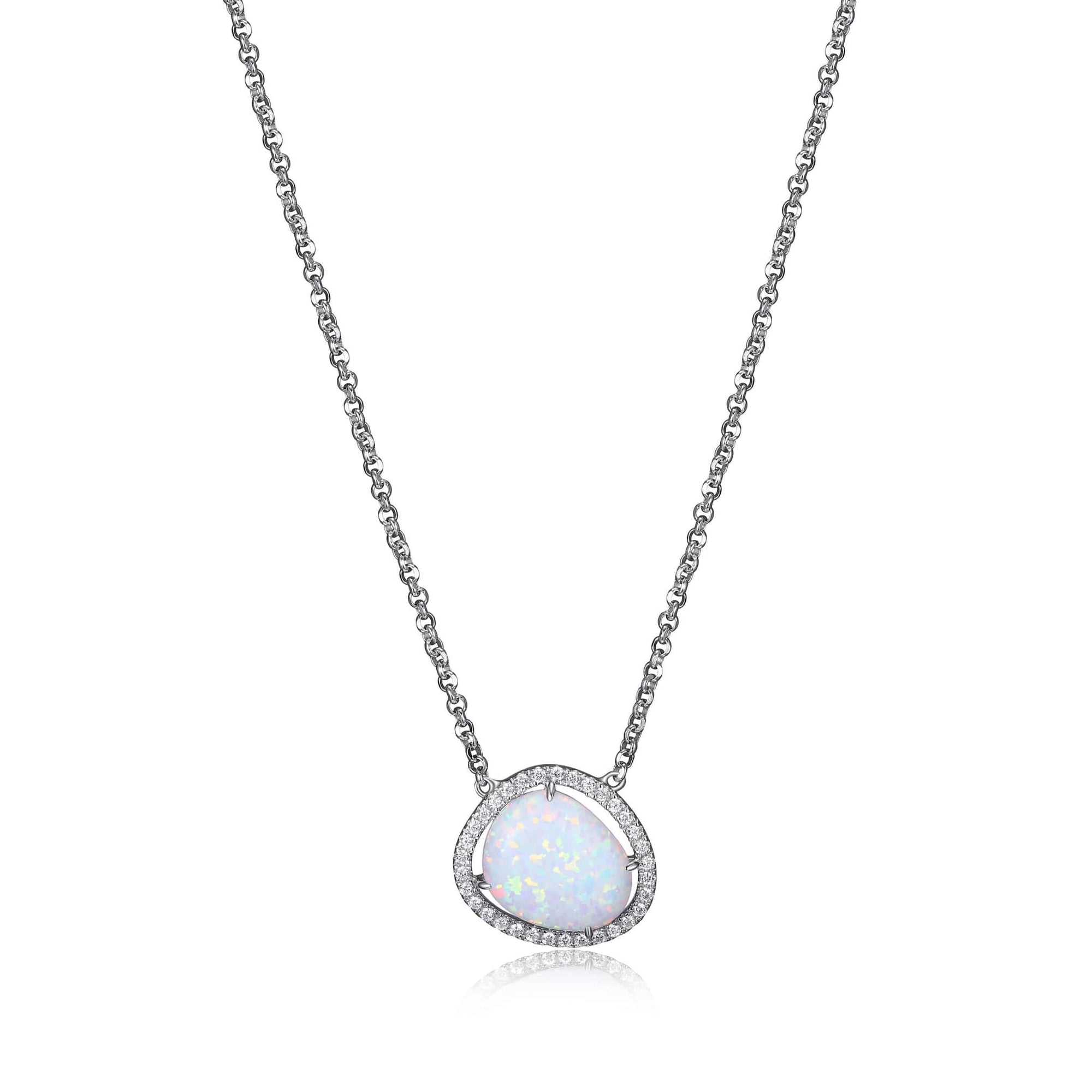 ELLE Opal & CZ Halo Silver Necklace at Arman's Jewellers