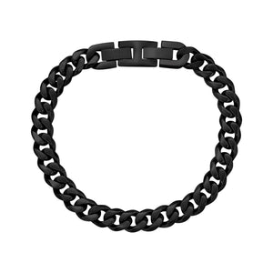 Men's 8mm Black Steel Cuban Link Bracelet at Arman's Jewellers 