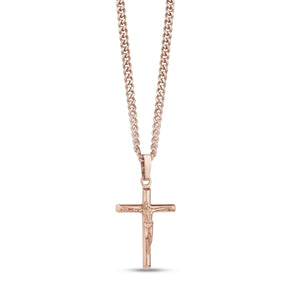 Stainless Steel Rose Gold Crucifix Cross Pendant Necklace at Arman's Jewellers