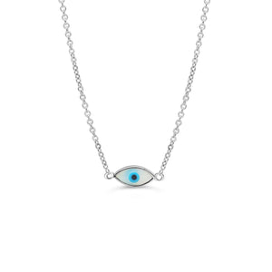 10K White Gold Modern Evil Eye Necklace at Arman's Jewellers Kitchener