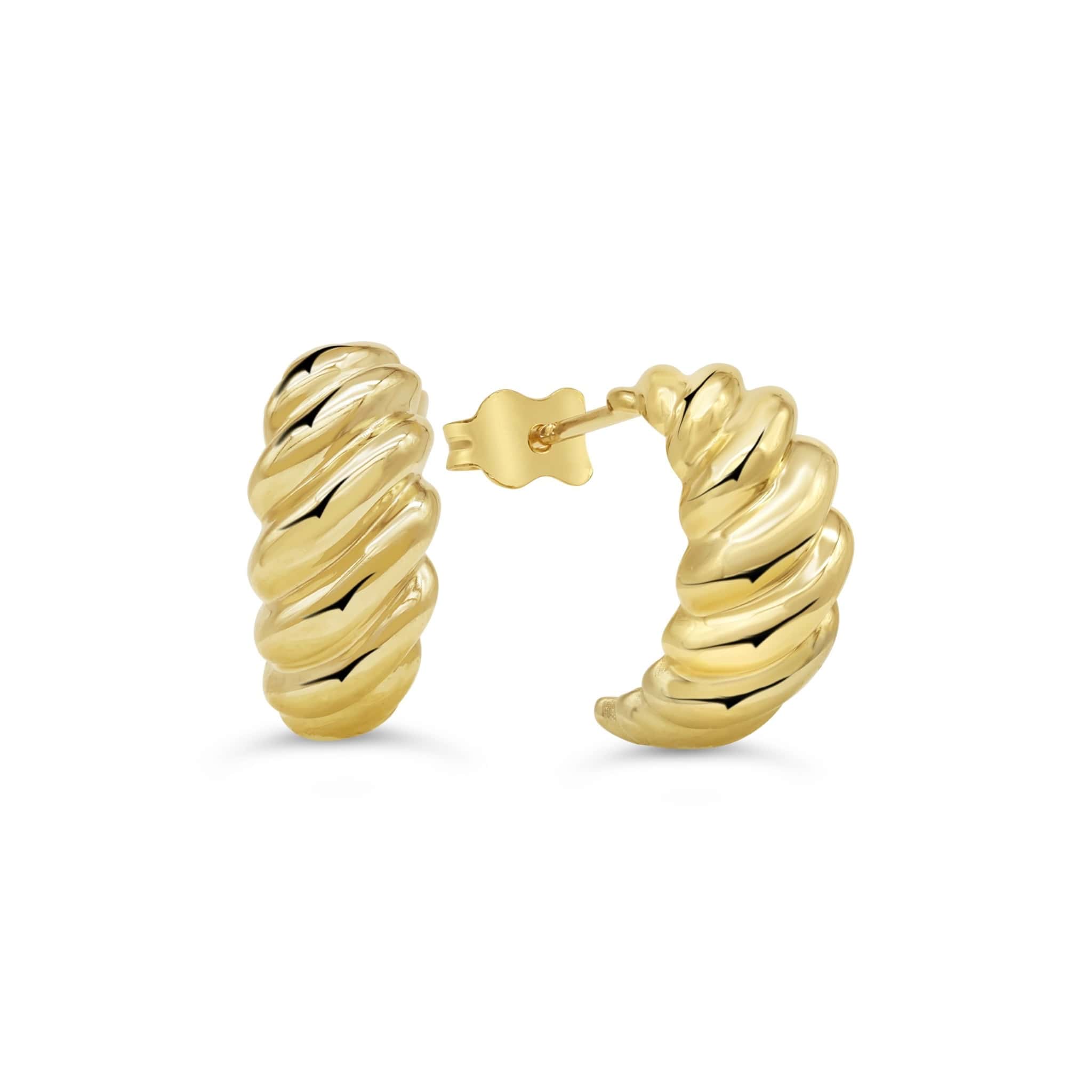10K Croissant Stud Earrings