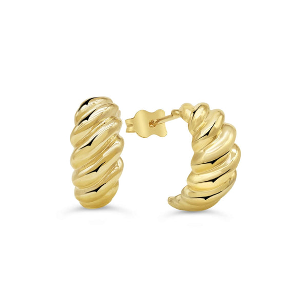 Croissant Sterling Silver Earrings plated in Rhodium main image 0