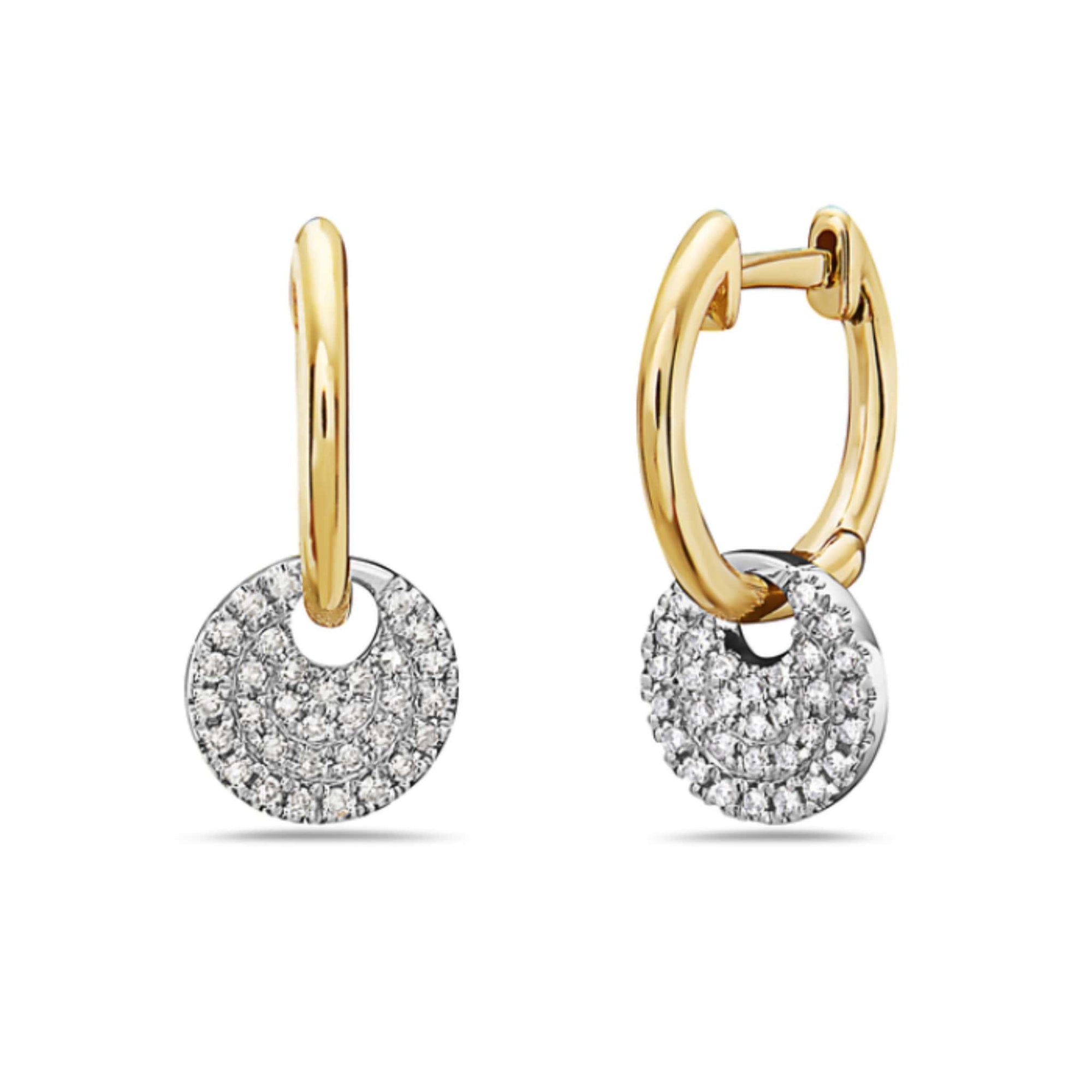 14K Two-Tone Diamond Hoop Earrings