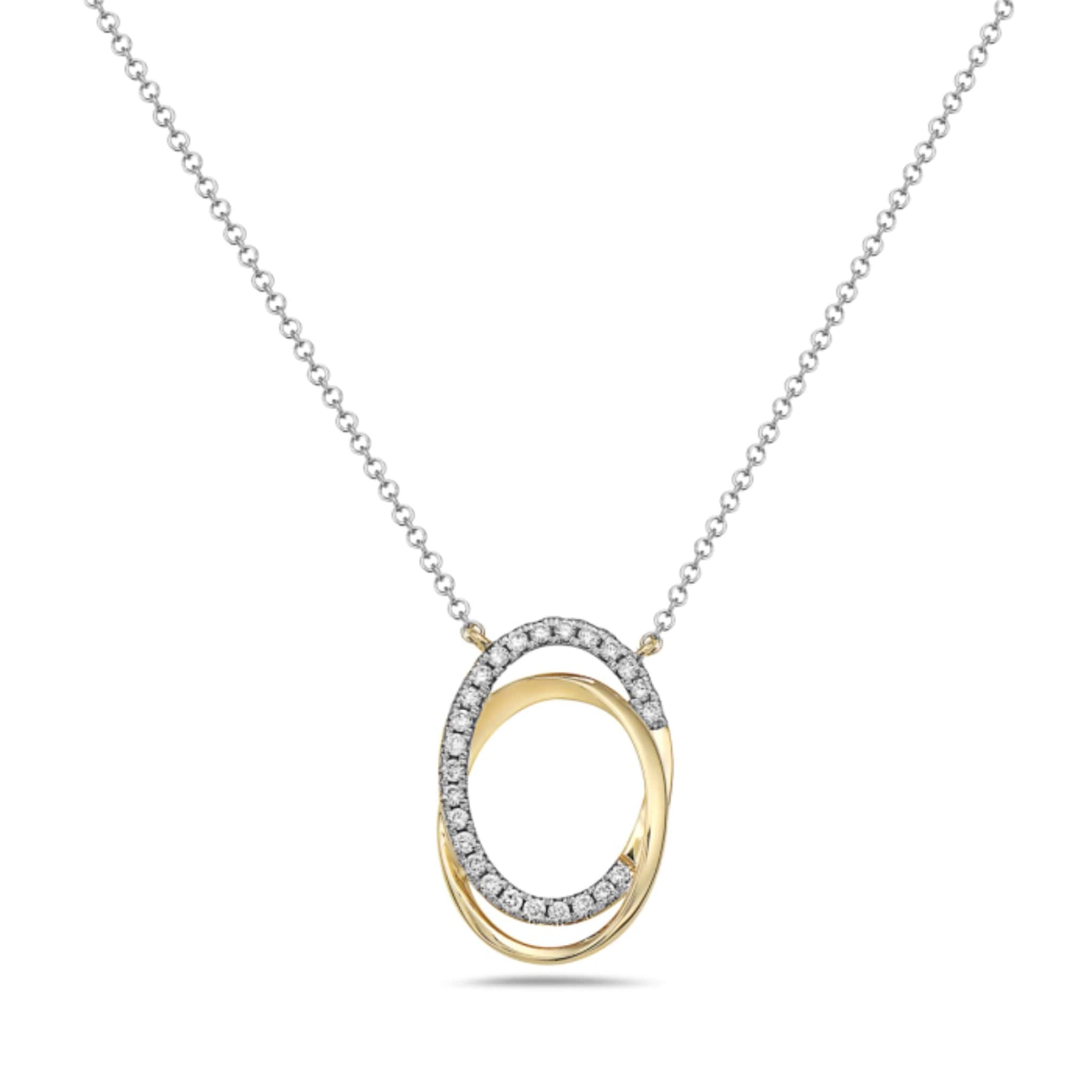 14K Two-tone Interlocking Ovals Diamond Necklace at Arman's Jewellers Kitchener
