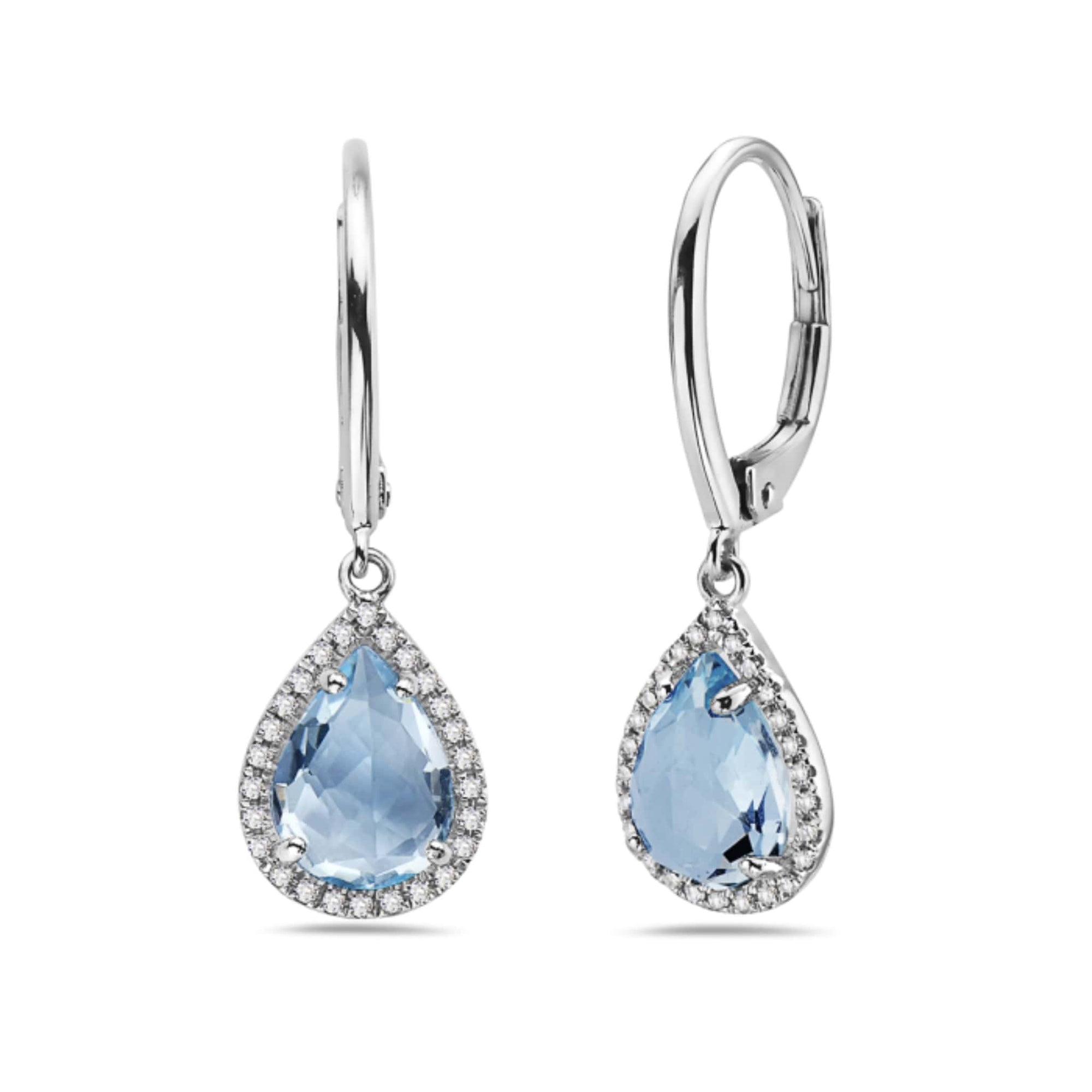14K Teardrop Blue Topaz & Diamonds Dangle Earrings at Arman's Jewellers Kitchener