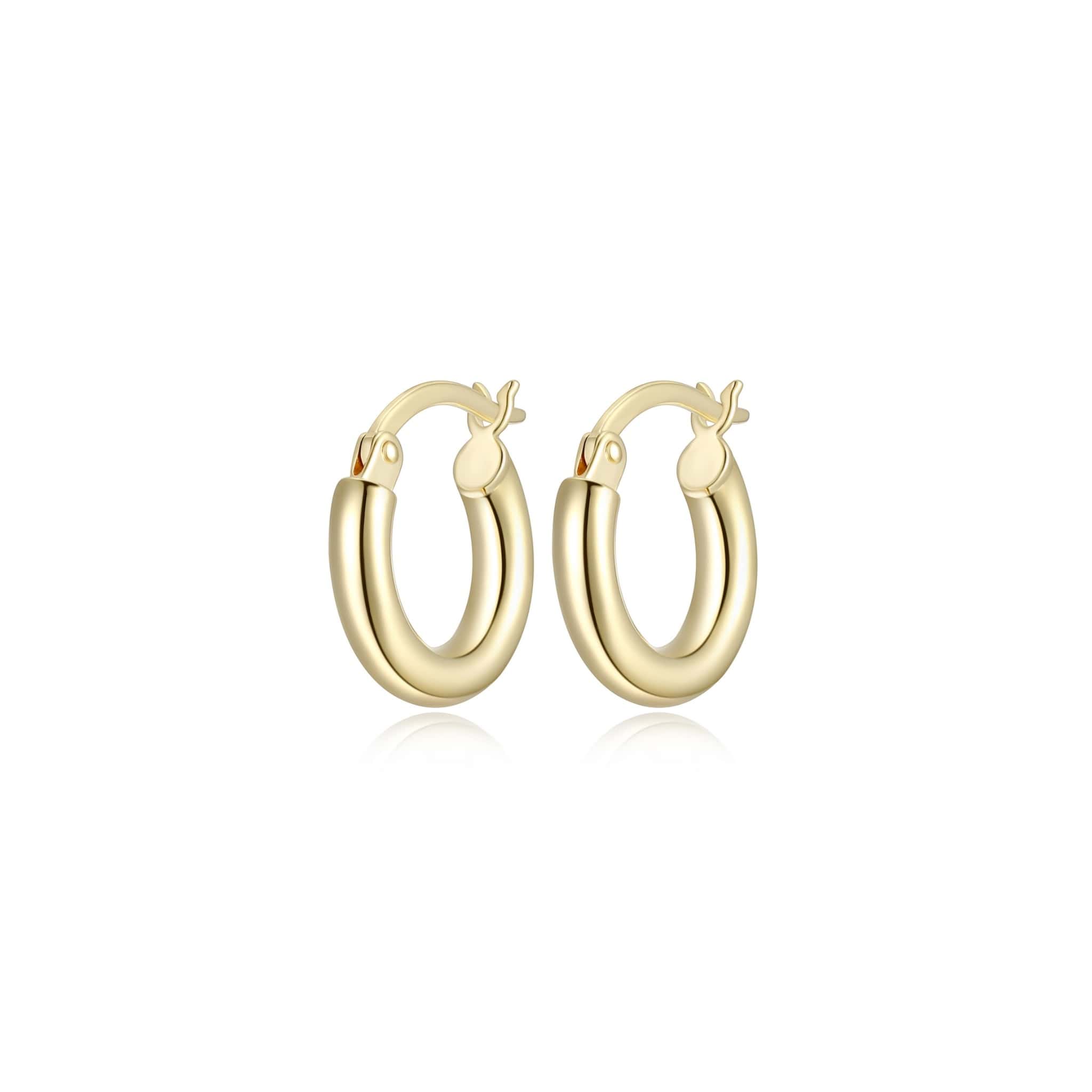 15mm Polished Tube 18K Gold Plated Silver Hoop Earrings at Arman's Jewellers Kitchener