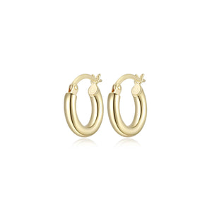 15mm Polished Tube 18K Gold Plated Silver Hoop Earrings at Arman's Jewellers Kitchener