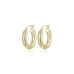 20mm Polished Tube 18K Gold Plated Silver Hoop Earrings at Arman's Jewellers Kitchener