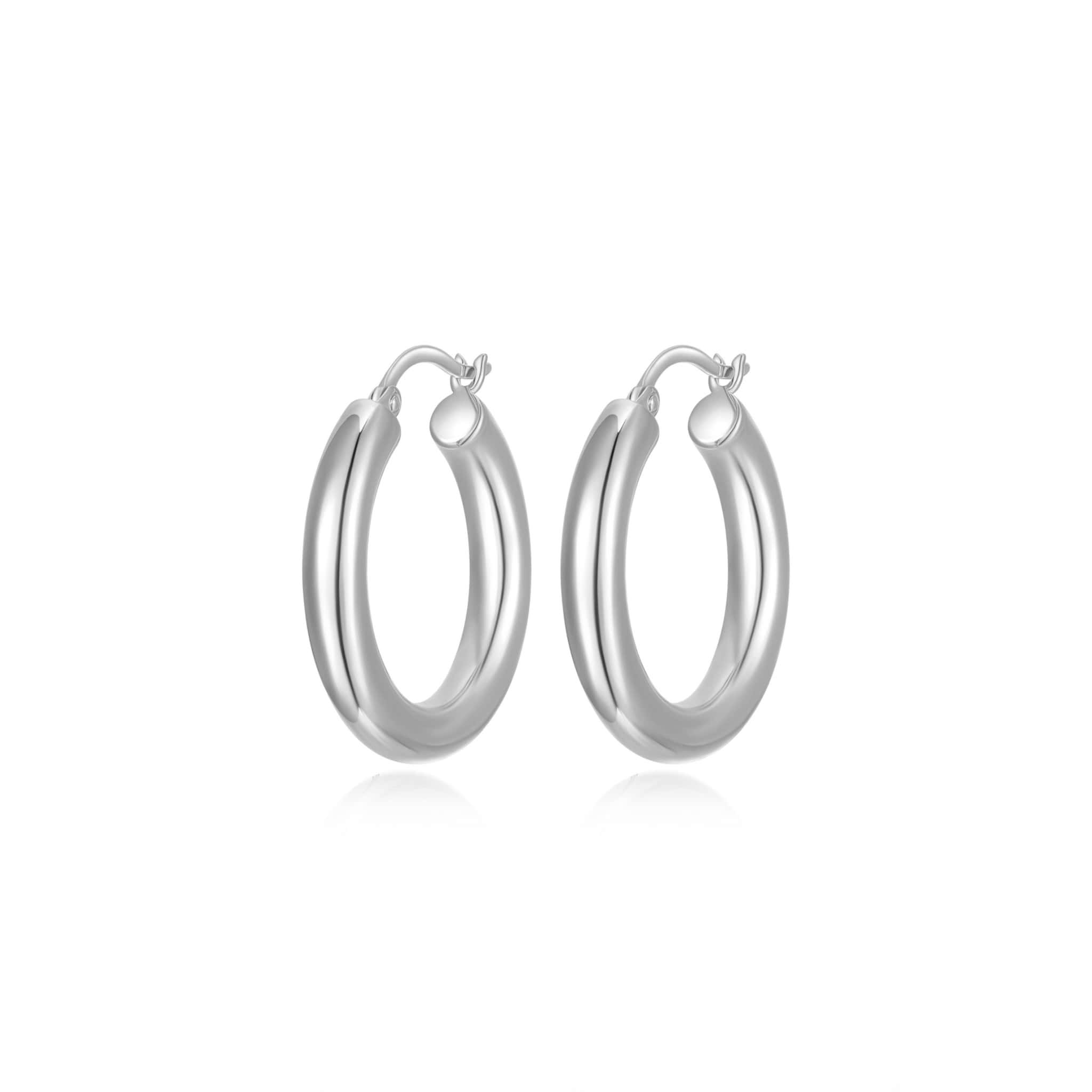 25mm Polished Tube Silver Hoop Earrings at Arman's Jewellers Kitchener