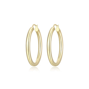 40mm Polished Tube 18K Gold Plated Silver Hoop Earrings at Arman's Jewellers Kitchener