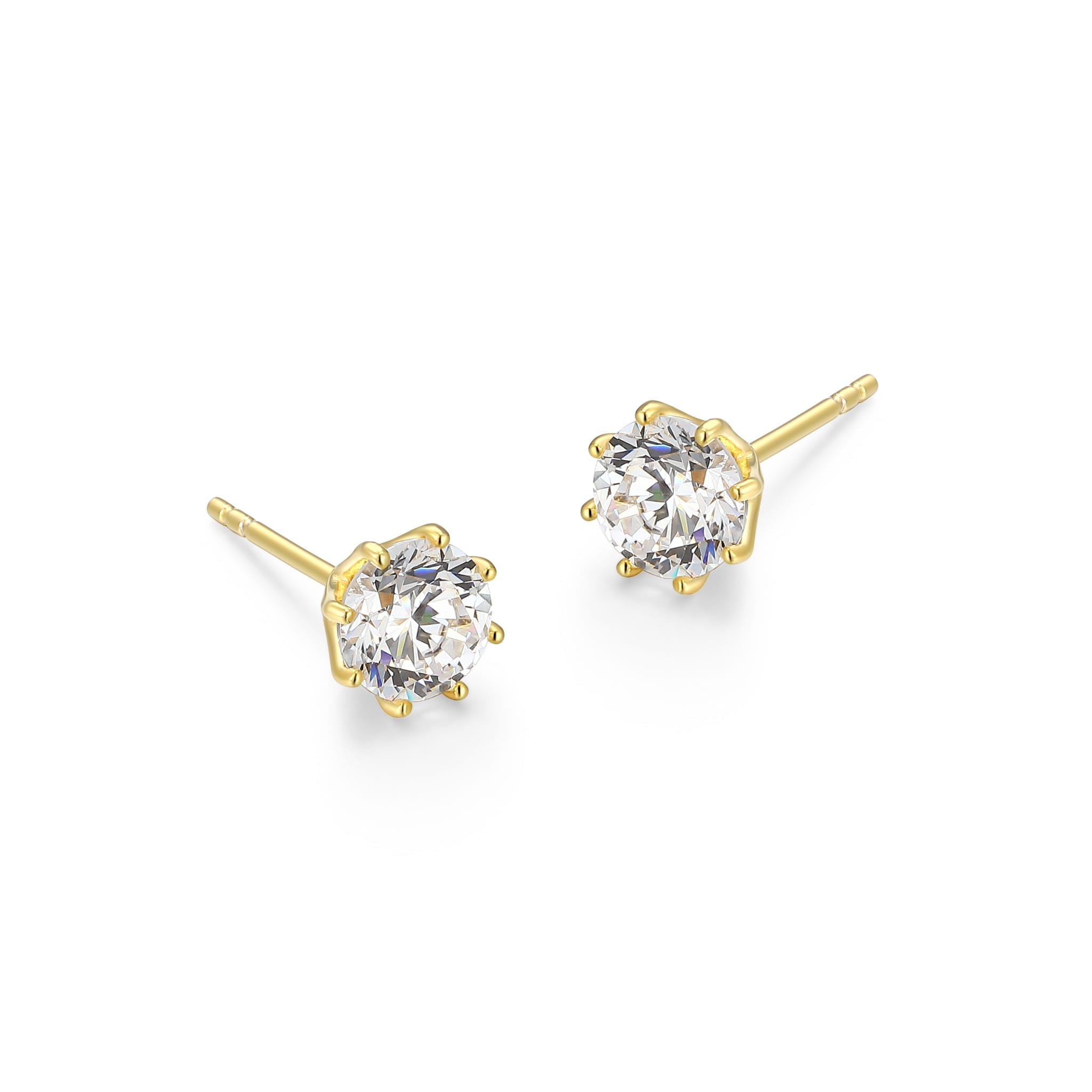 6mm Round CZ Gold Plated Silver Stud Earrings at Arman's Jewellers Kitchener