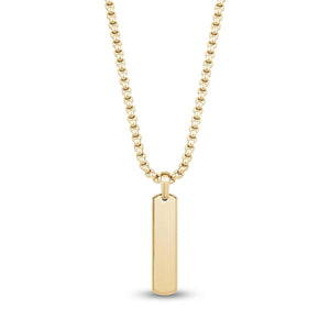 Beveled Edge Gold Steel Bar Pendant Necklace at Arman's Jewellers Kitchener