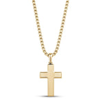 Beveled Edge Gold Steel Cross Pendant Necklace at Arman's Jewellers Kitchener