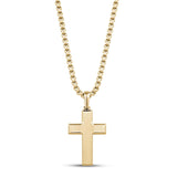 Beveled Edge Gold Steel Cross Pendant Necklace at Arman's Jewellers Kitchener