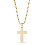 Beveled Edge Gold Steel Cross Pendant Necklace at Arman's Jewellers Kitchener