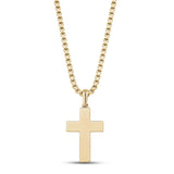 Beveled Edge Gold Steel Cross Pendant Necklace at Arman's Jewellers Kitchener