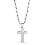 Beveled Edge Steel Cross Pendant Necklace at Arman's Jewellers Kitchener