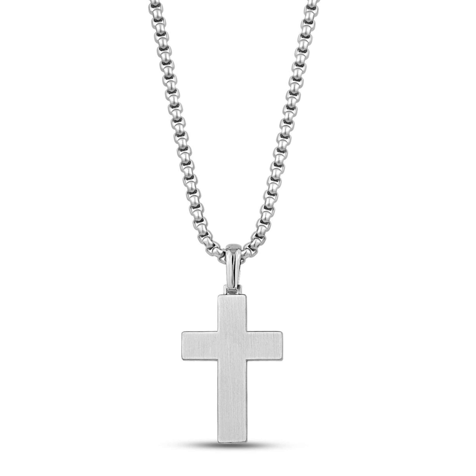 Beveled Edge Steel Cross Pendant Necklace at Arman's Jewellers Kitchener