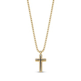 Black Stone Reversible Steel Gold Cross Necklace at Arman's Jewellers Kitchener