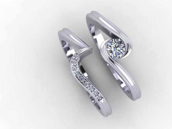 Custom White Gold Diamond Engagement Ring and White Gold Matching Diamond Wedding Band at Arman's Jewellers Kitchener