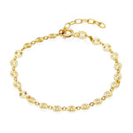 Diamond-Cut Round Petal Chain Gold Plated Silver Bracelet