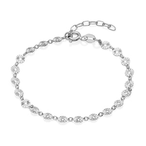 Diamond-Cut Round Petal Chain Silver Bracelet at Arman's Jewellers Kitchener