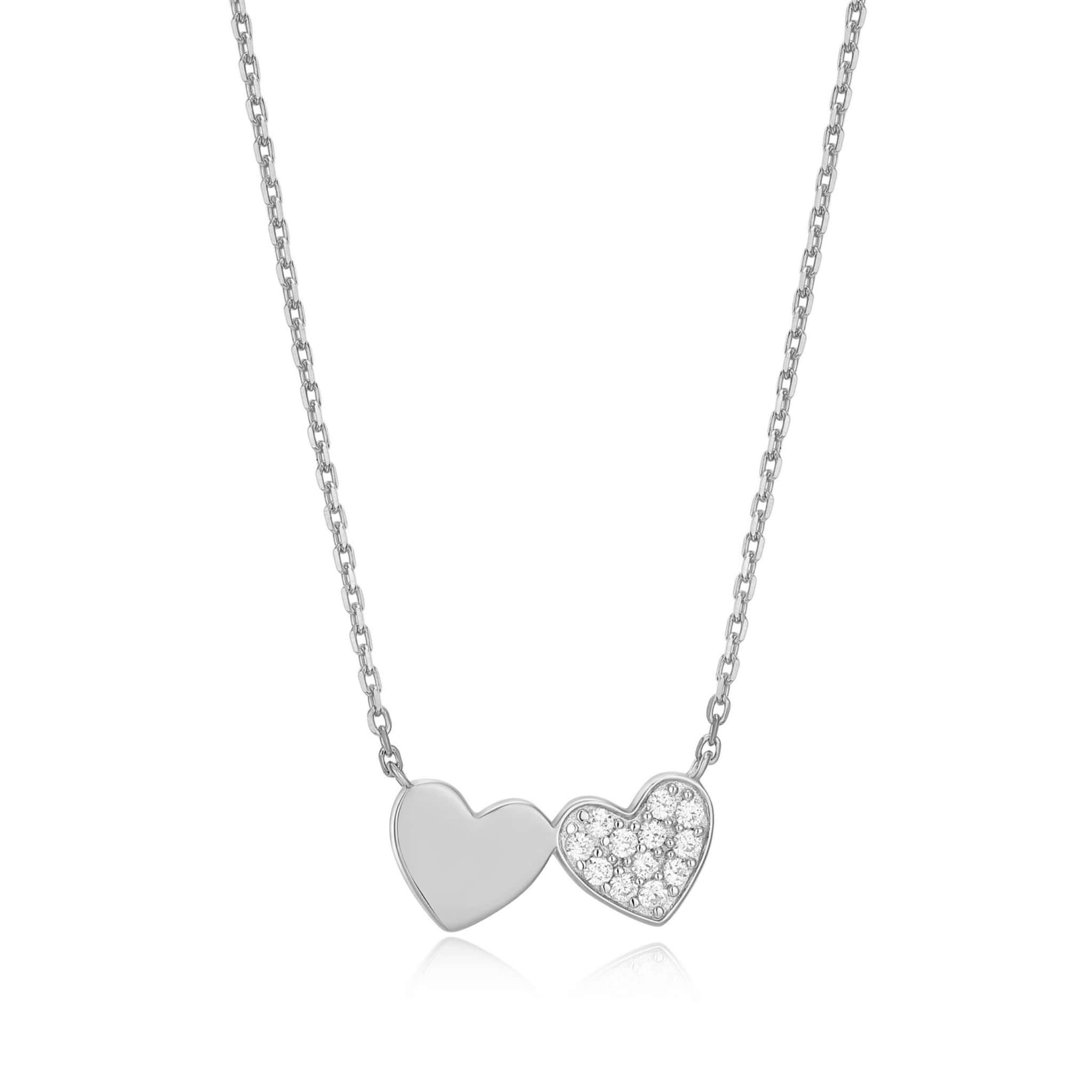 Diamond Twin Heart Necklace in Rhodium-Plated Sterling Silver at Arman's Jewellers Kitchener Waterloo