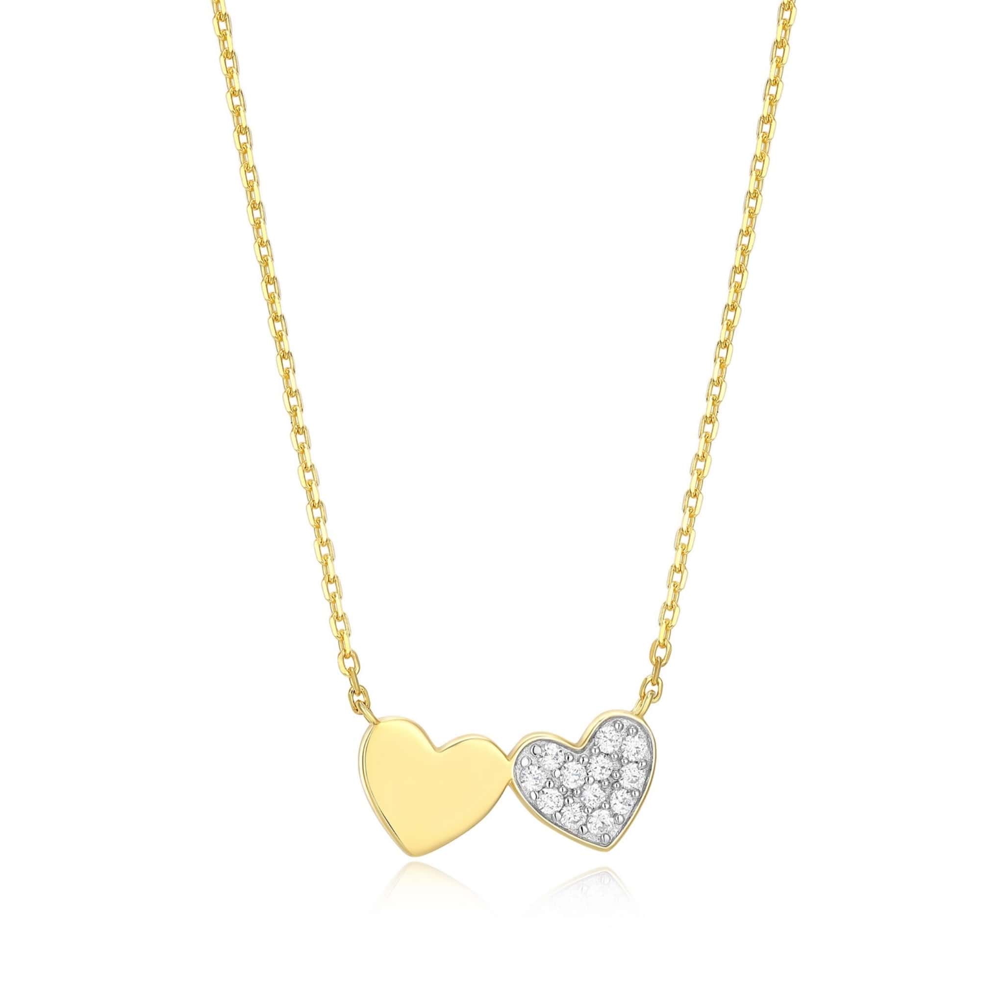Lab-Grown Diamond Twin Heart Necklace in 18K Yellow Gold-Plated Sterling Silver at Arman's Jewellers Kitchener Waterloo
