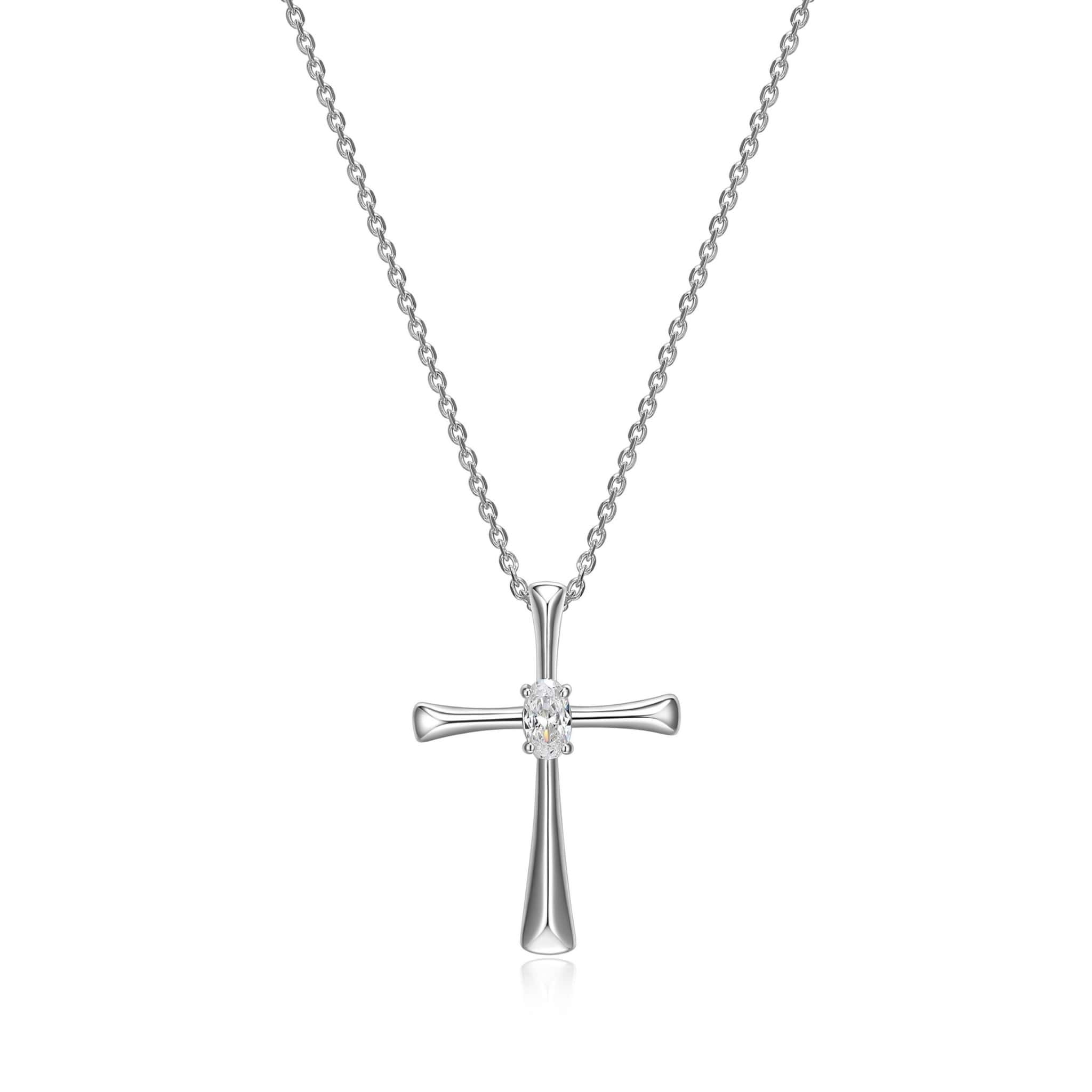 Diamondlite CZ 5x3mm oval cross pendant in sterling silver at Armans Jewellers Kitchener