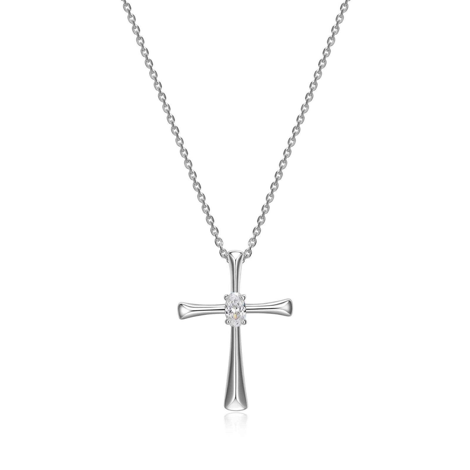 Diamondlite CZ 5x3mm oval cross pendant in sterling silver at Armans Jewellers Kitchener