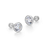 9mm Round CZ Bezel Set Silver Stud Earrings at Arman's Jewellers Kitchener