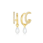 Double Hoop Illusion Pearl Silver Earrings at Arman's Jewellers Kitchener