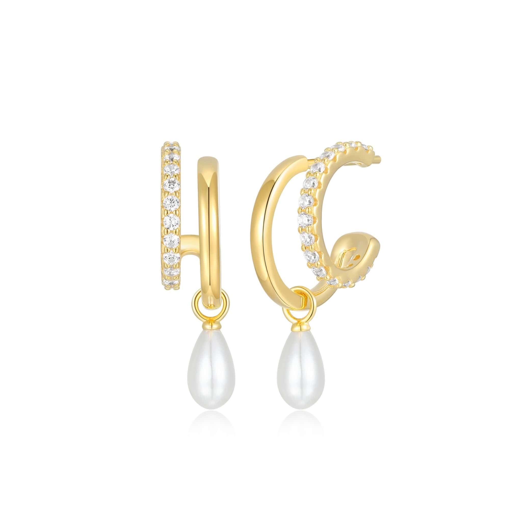 Double Hoop Illusion Pearl Silver Earrings at Arman's Jewellers Kitchener