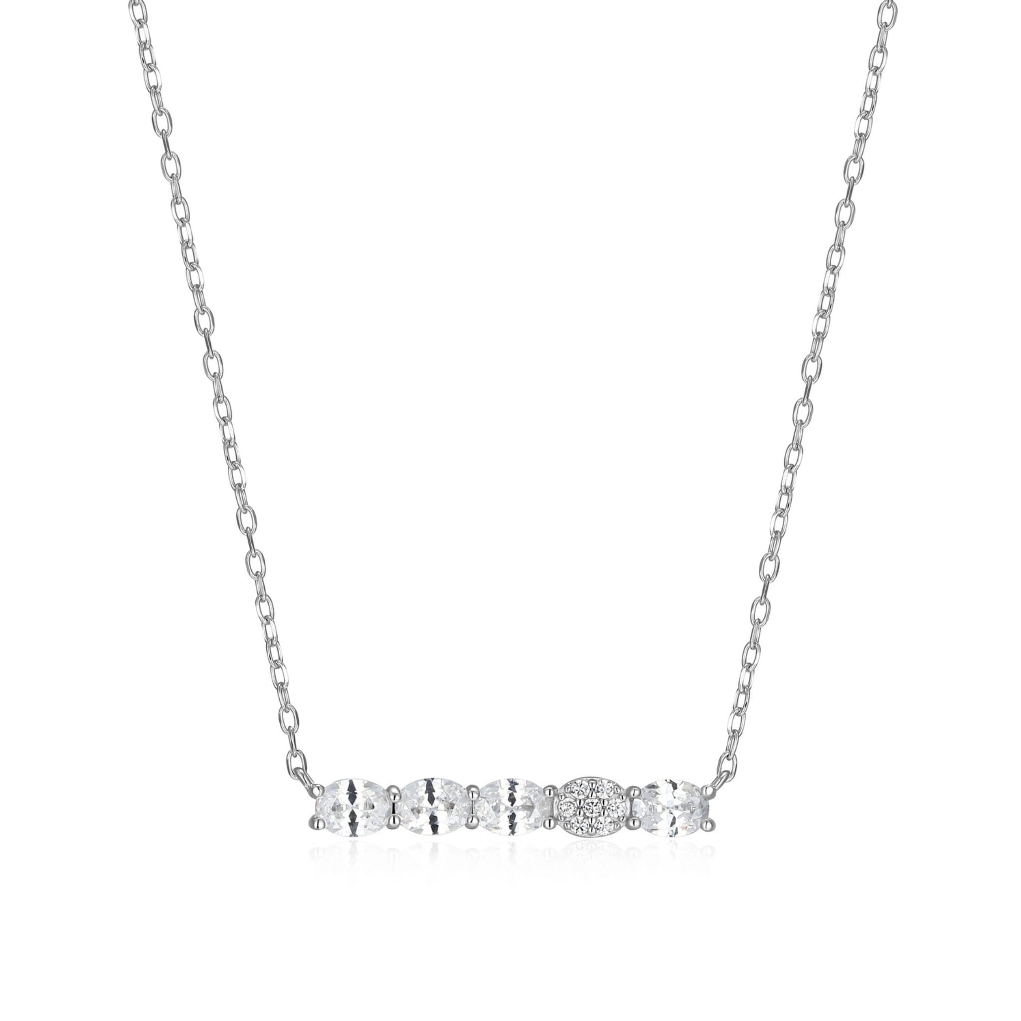 Diamondlite CZ Oval & Round Bar Silver Necklace at Arman's Jewellers Kitchener Waterloo