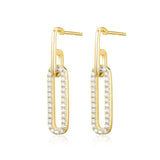 Diamondlite CZ Paperclip Link 18K Gold Plated Silver Earrings at Arman's Jewellers