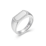 ELLE ALLURE RHODIUM PLATED HIGH POLISH SILVER 3A CZ HALO ID RING AT ARMANS JEWELLERS KITCHENER WATERLOO