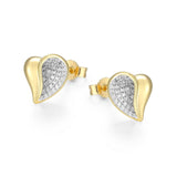 ELLE AMOUR RHODIUM & 18K GOLD PLATED D 2TONE 3A PAVE CZ HEART STUD EARRING AT ARMANS JEWELLERS KITCHENER WATERLOO