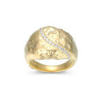 ELLE GALAXY 18K GOLD PLATED MATTE FINISH TEXTURE WITH 3A CZ DOME RING AT ARMANS JEWELLERS KITCHENER WATERLOO