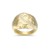 ELLE GALAXY 18K GOLD PLATED MATTE FINISH TEXTURE WITH 3A CZ DOME RING AT ARMANS JEWELLERS KITCHENER WATERLOO